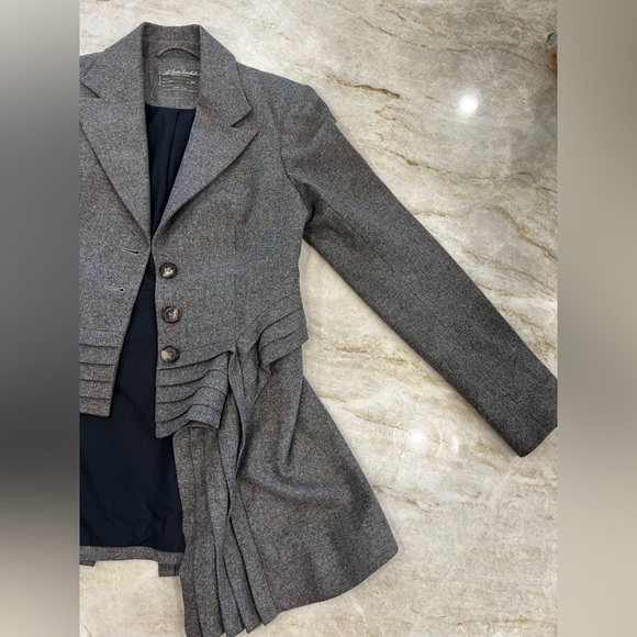 AllSaints Spitalfields Wool Pleated High-Low Tuxedo Jacket Gray UK10/US6 - Picture 5 of 14